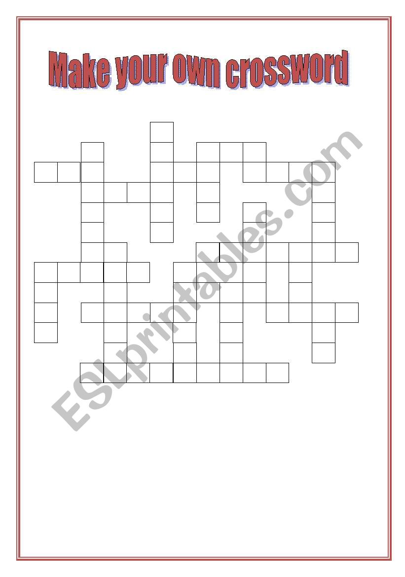 Make your own crossword worksheet