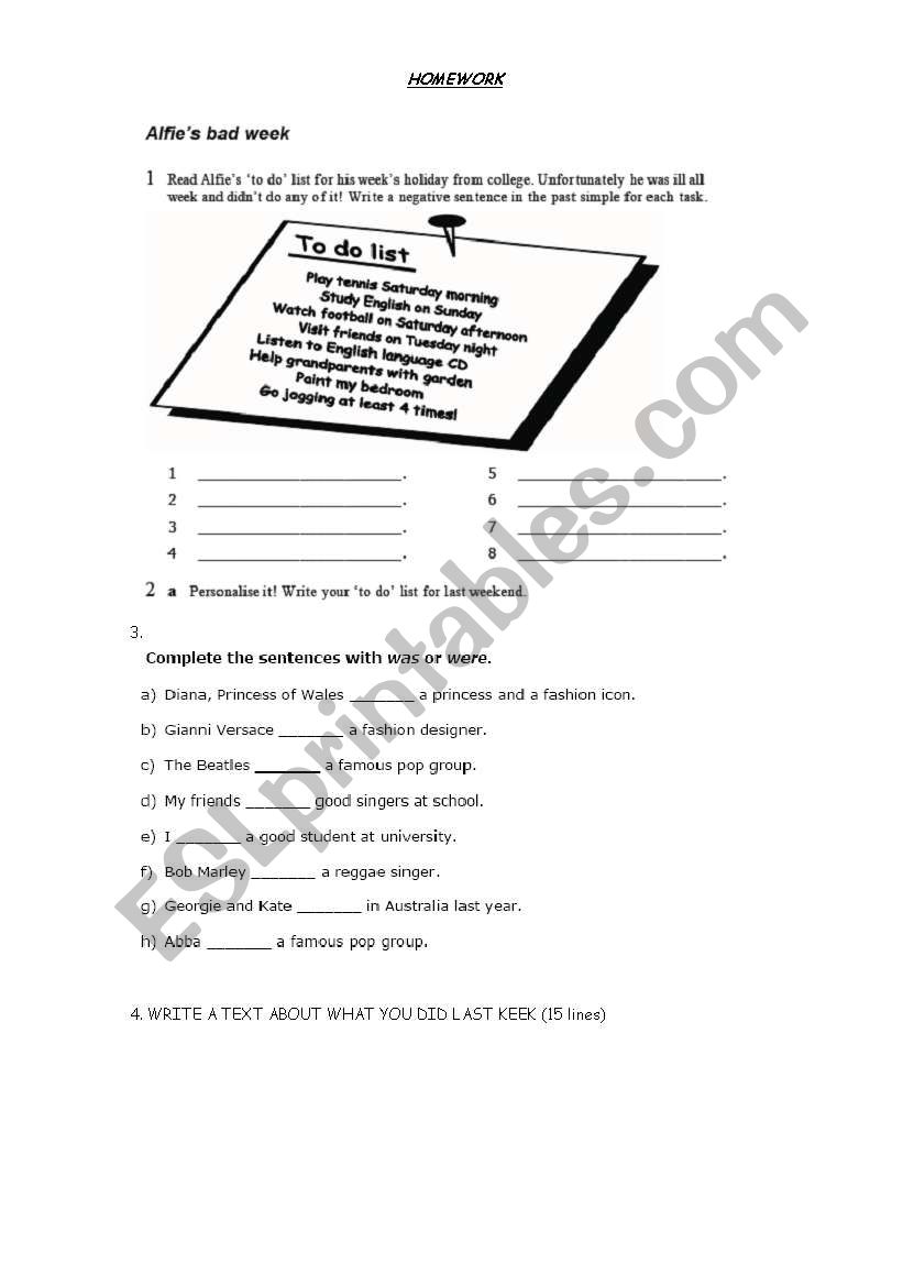 Simple Past - exercises worksheet