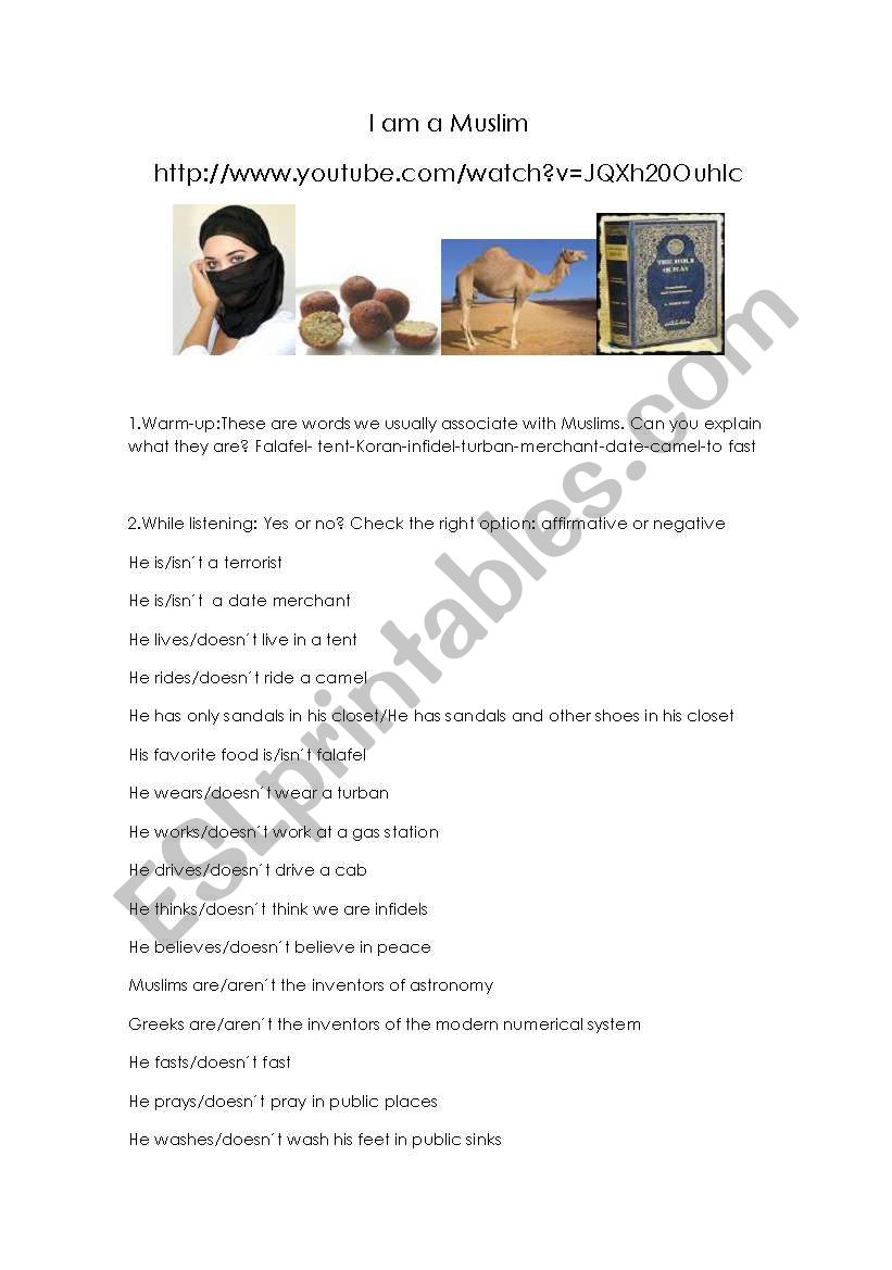 I am a Muslim worksheet
