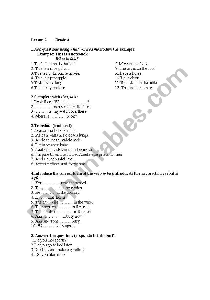 esl homework for beginning