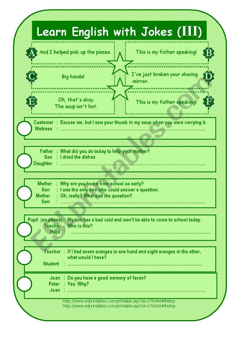 Learn English with Jokes (3) worksheet