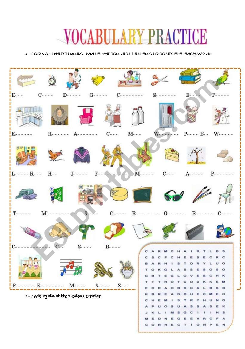 VOCABULARY PRACTICE - ESL worksheet by cely