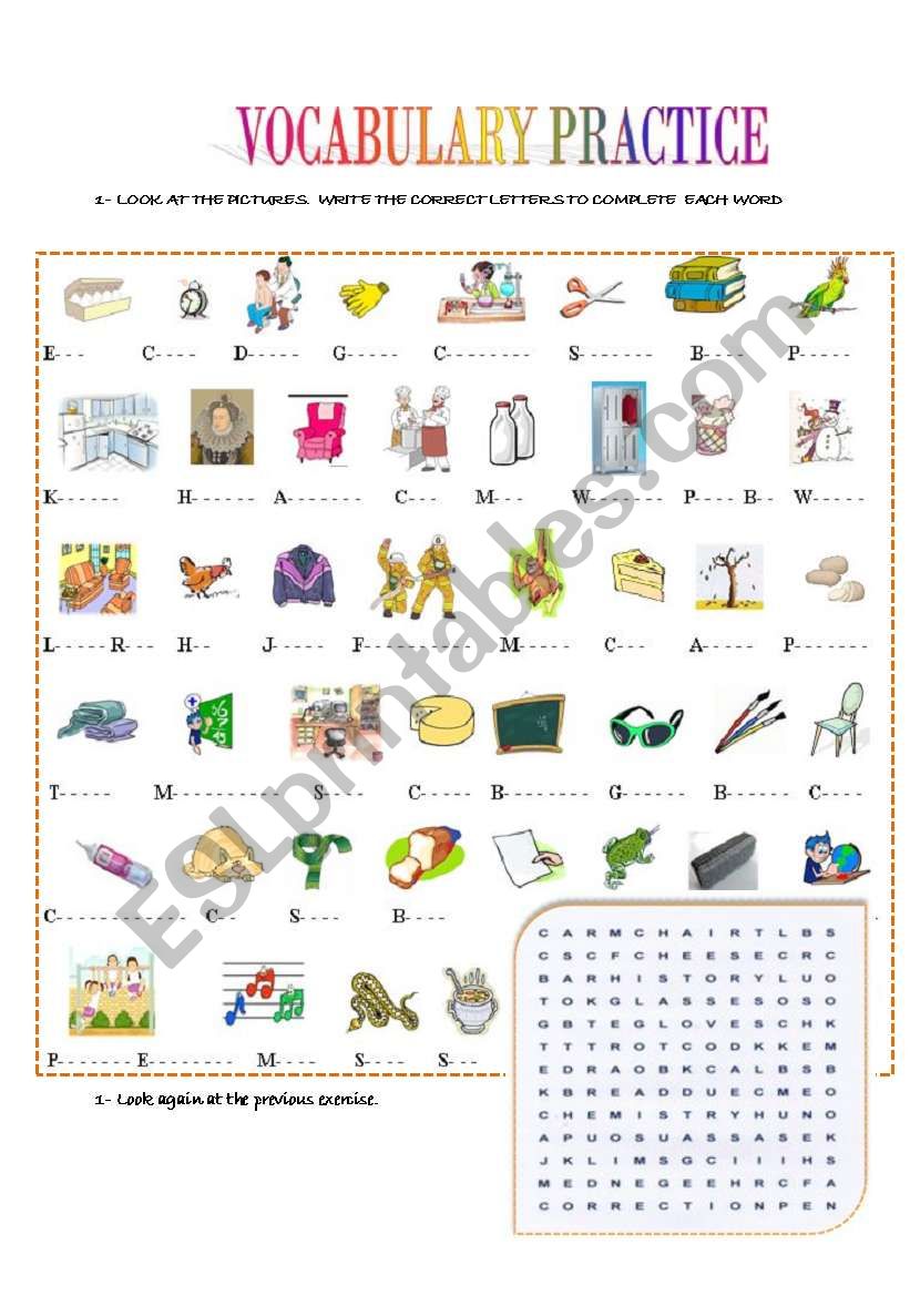 VOCABULARY PRACTICE worksheet