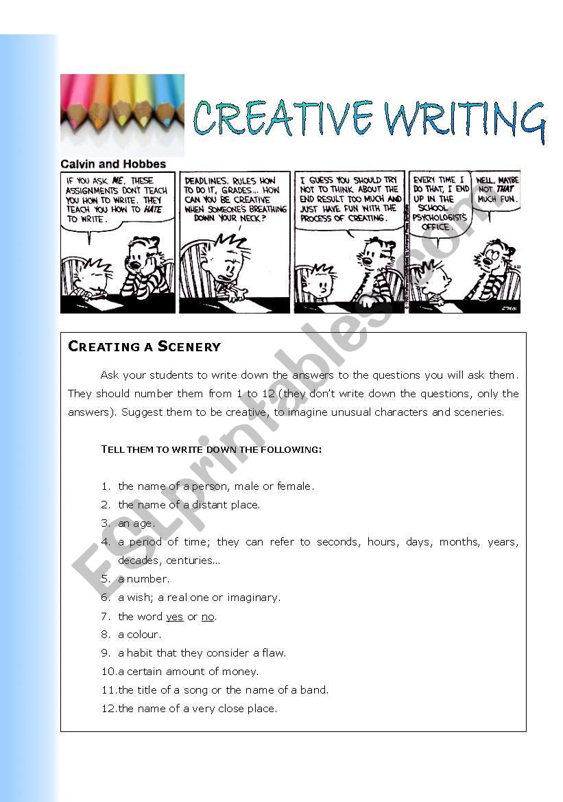 Creative writing worksheet