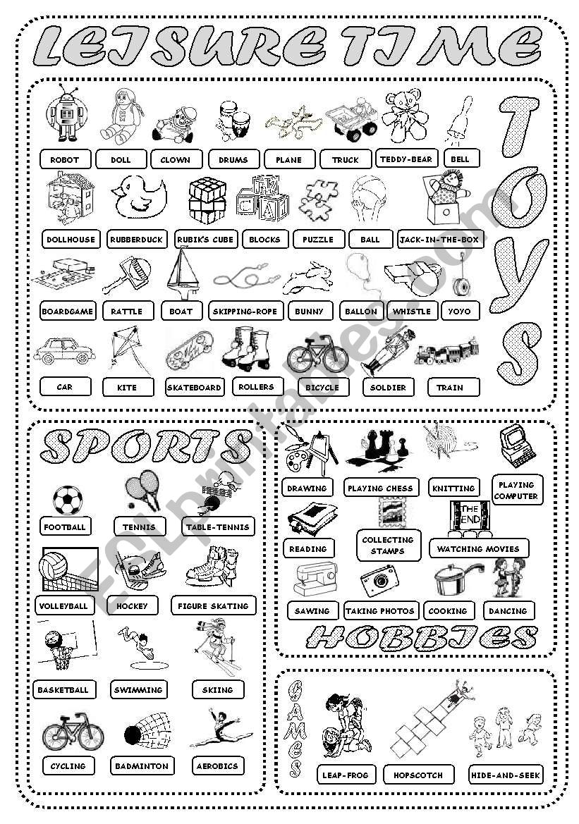 leisure time worksheet