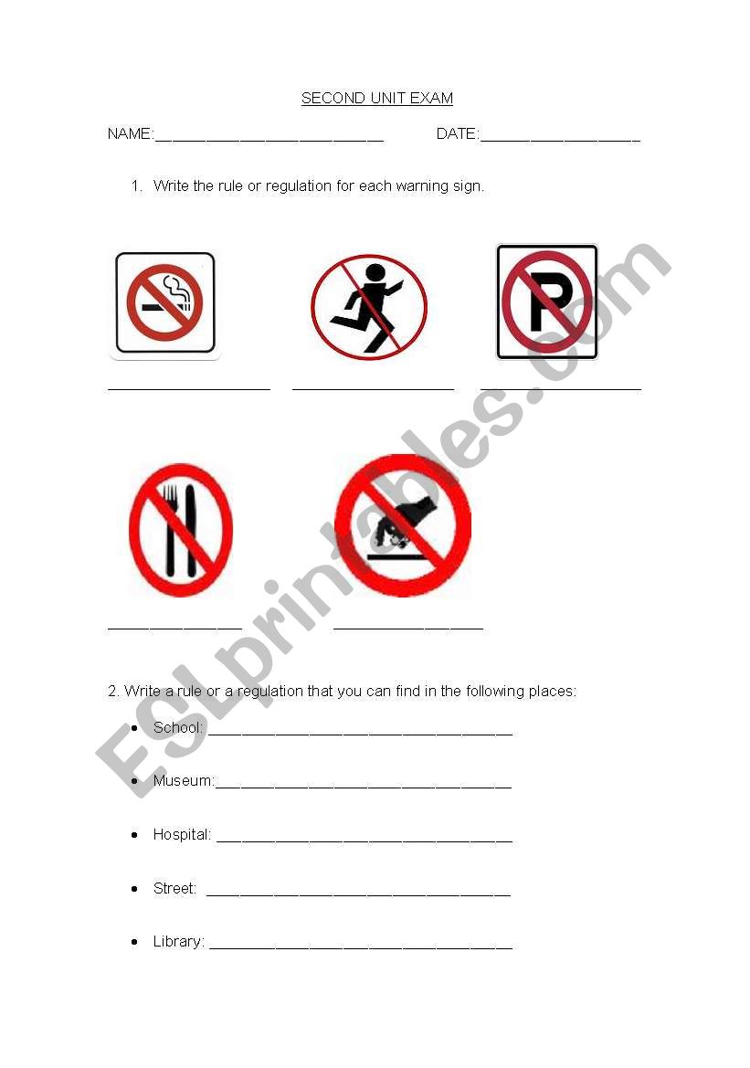 QUIZ OF RULES AND REGULATIONS worksheet