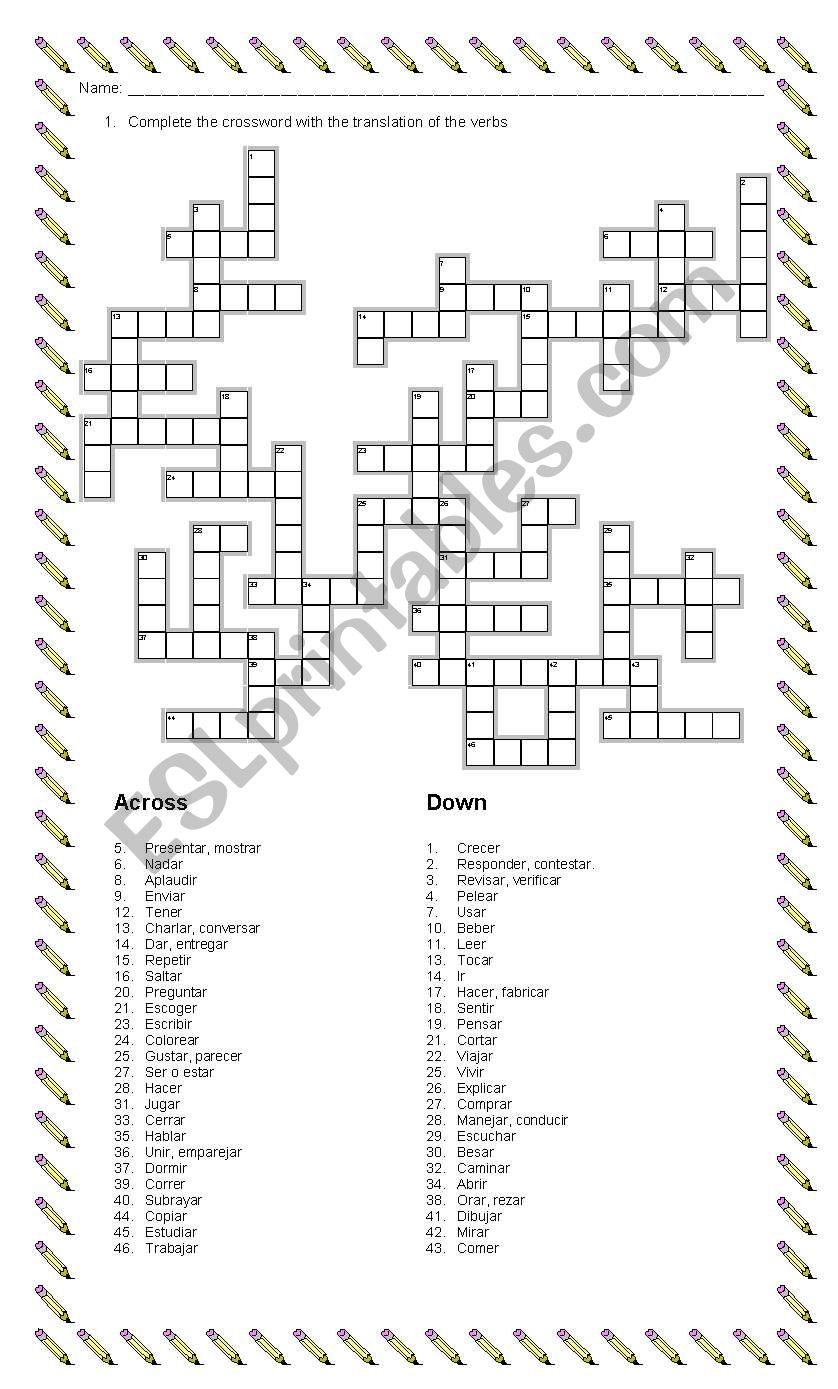 Verbs Crossword-puzzle worksheet
