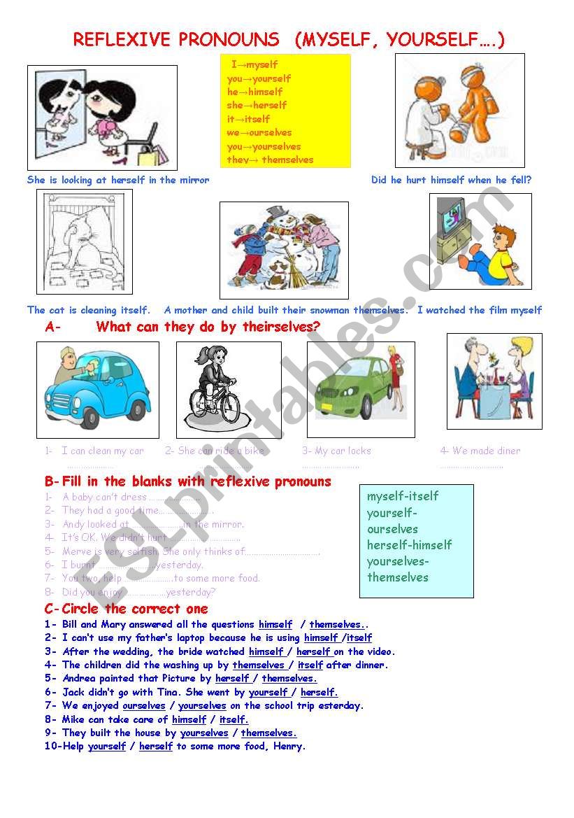 Reflexive Pronouns worksheet