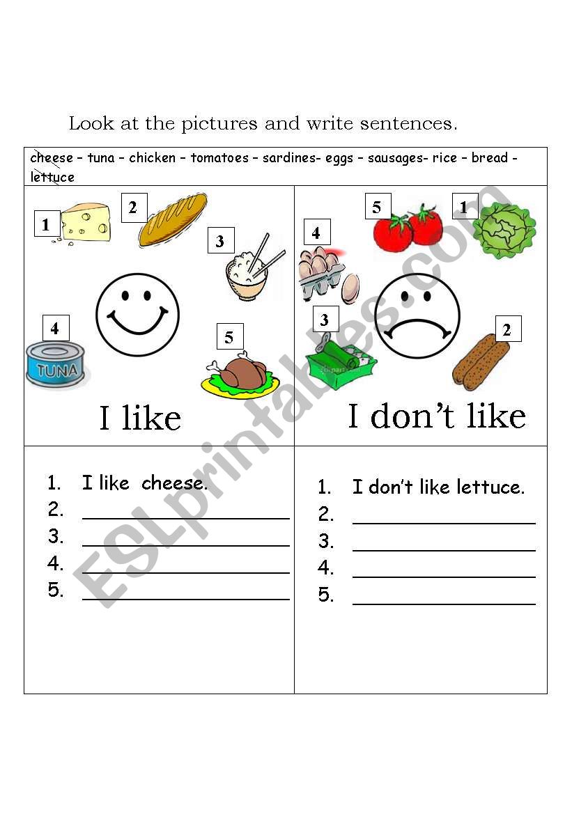 food worksheet