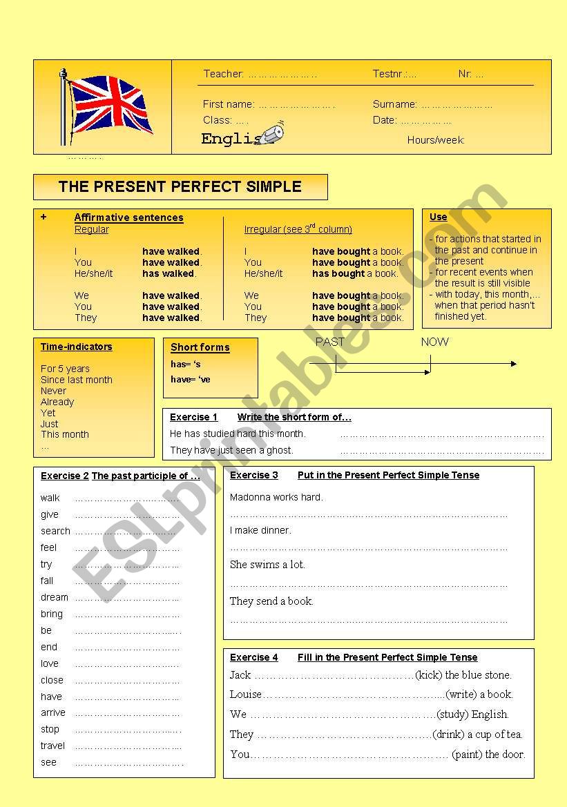 The present perfect simple tense