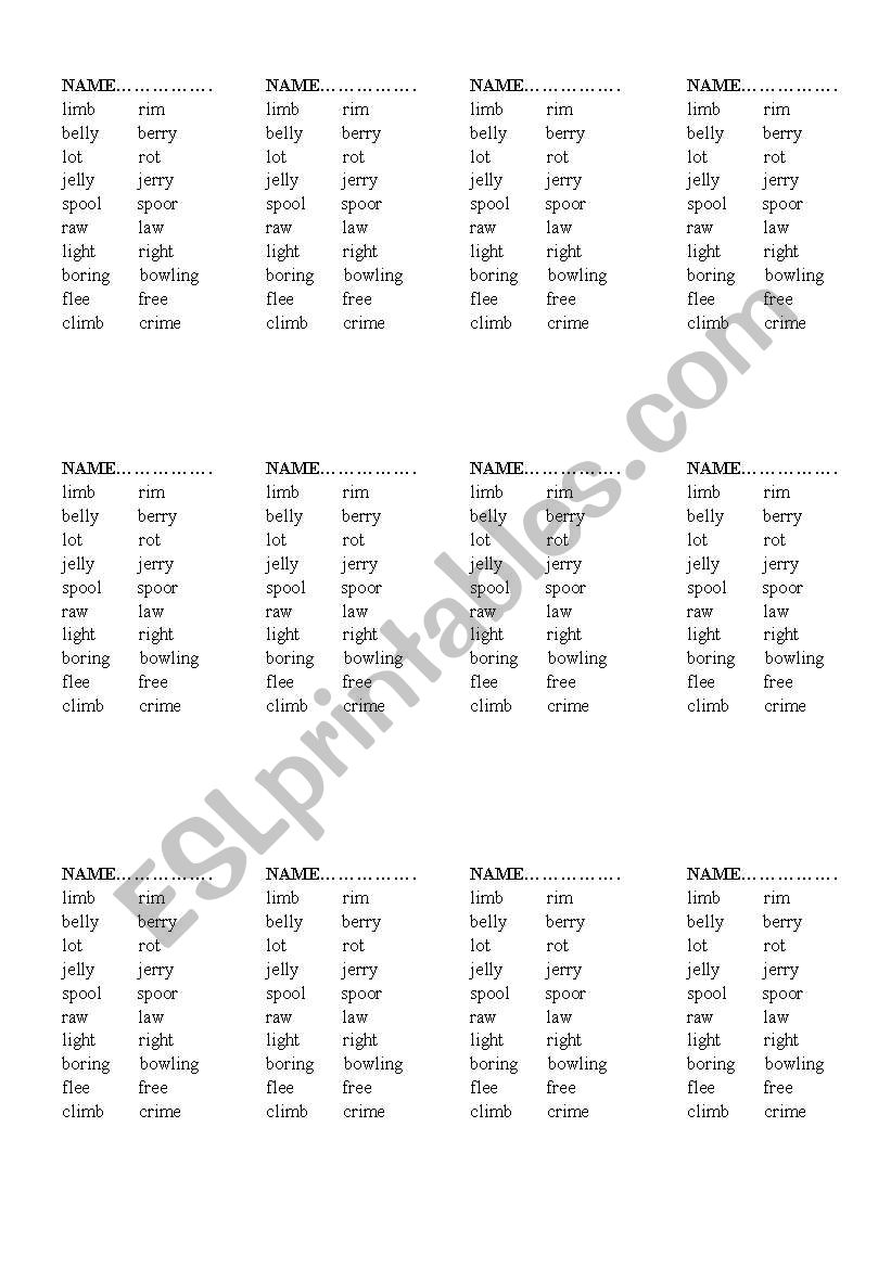 Minimal Pairs for Group - l and r