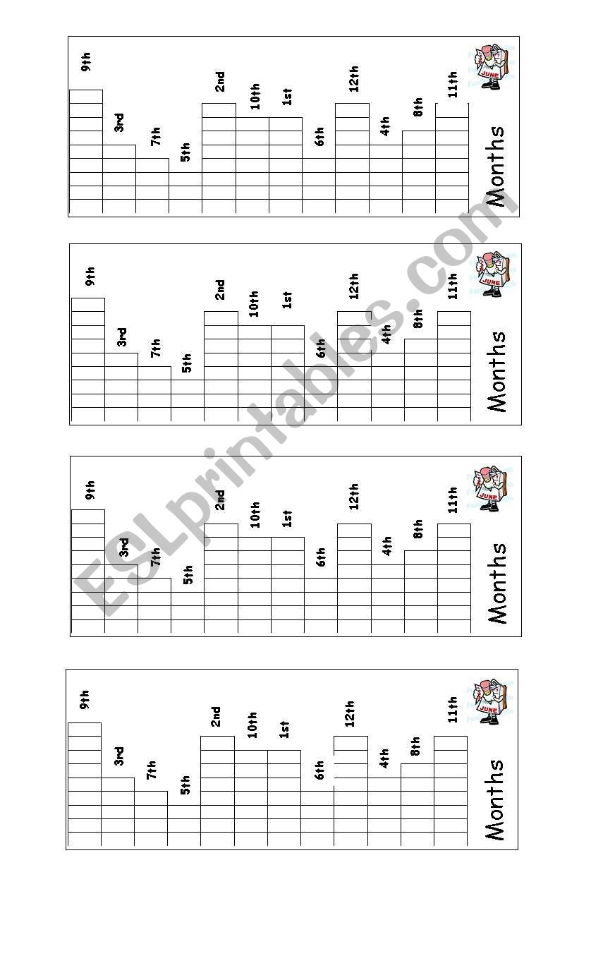 Months and ordinal numbers worksheet