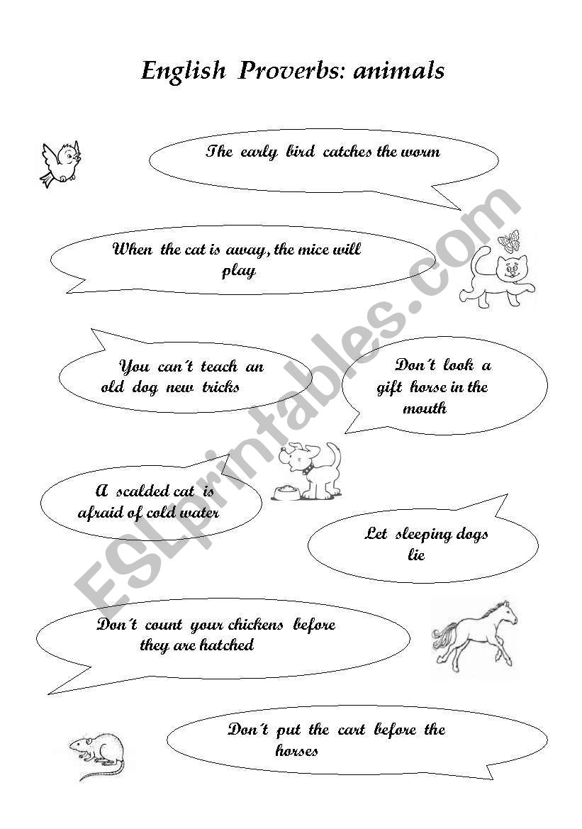 english proverbs worksheet