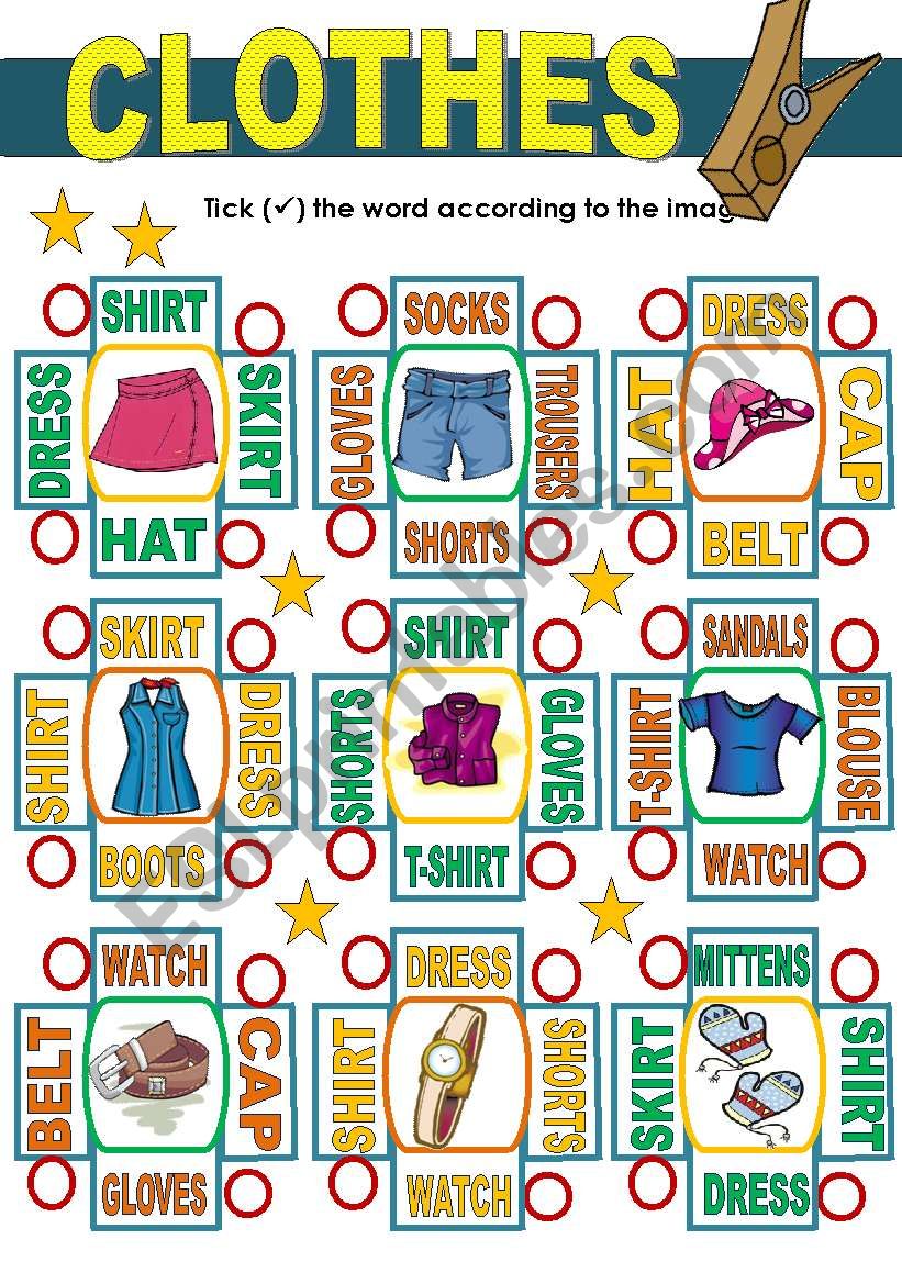 CLOTHES worksheet