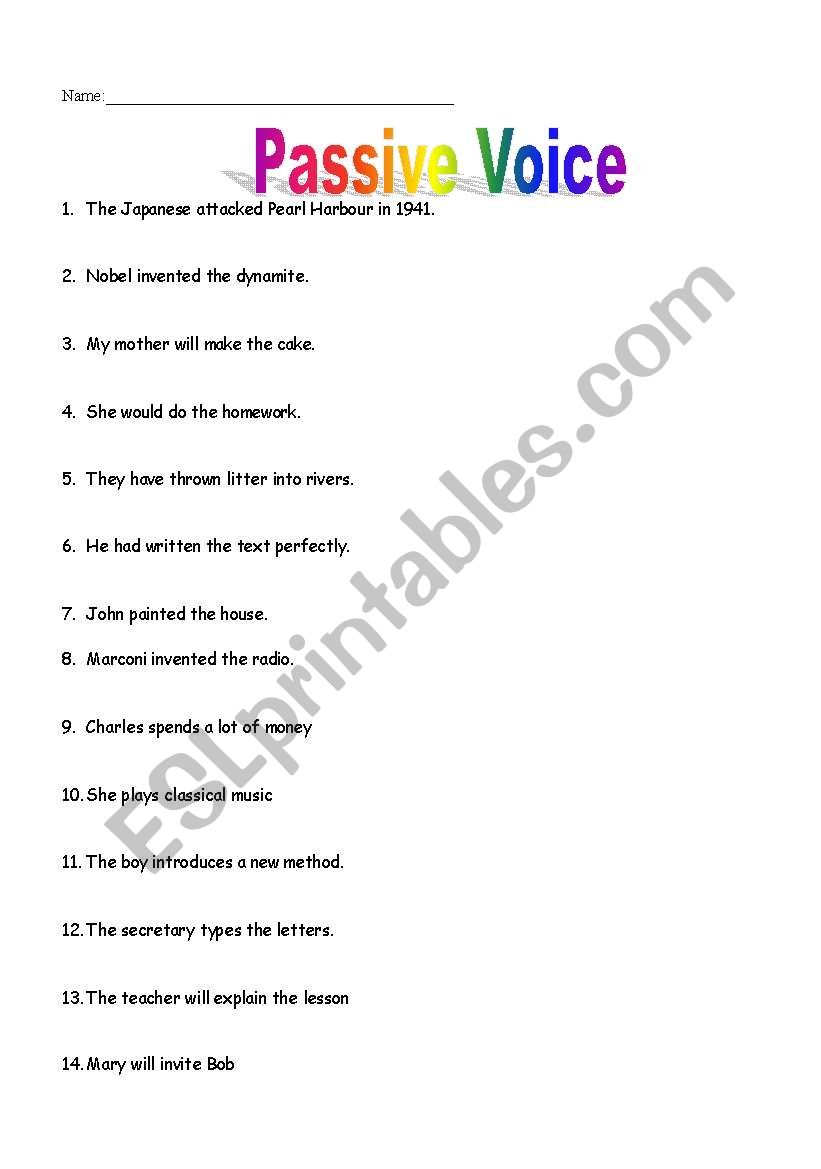 Passive Voice worksheet