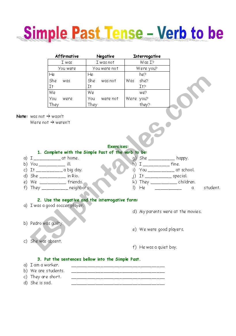 Simple Past worksheet