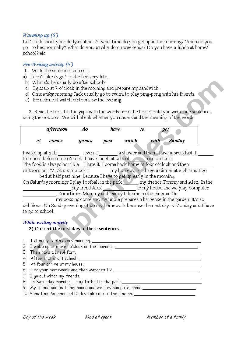 Writing Skills worksheet