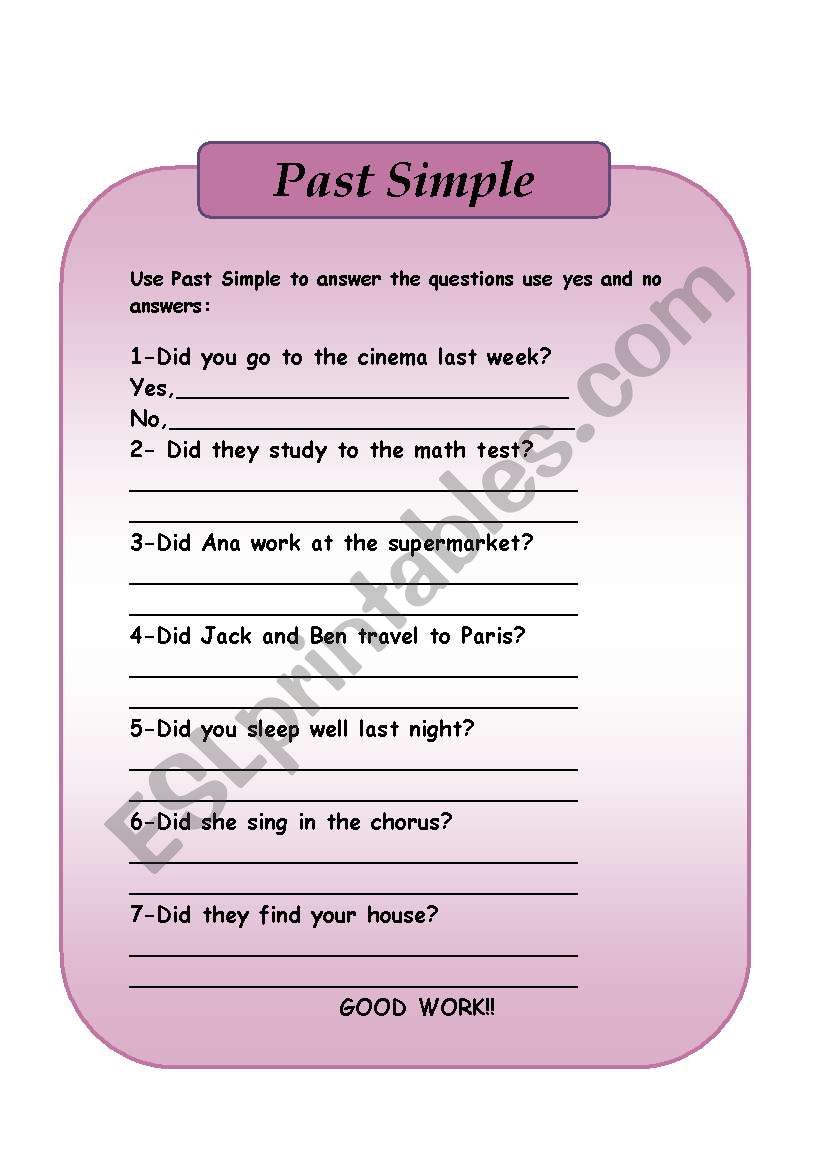 Past Simple worksheet