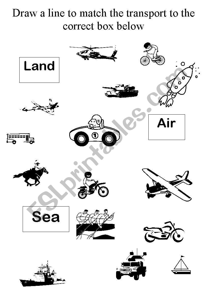 Transport match up worksheet