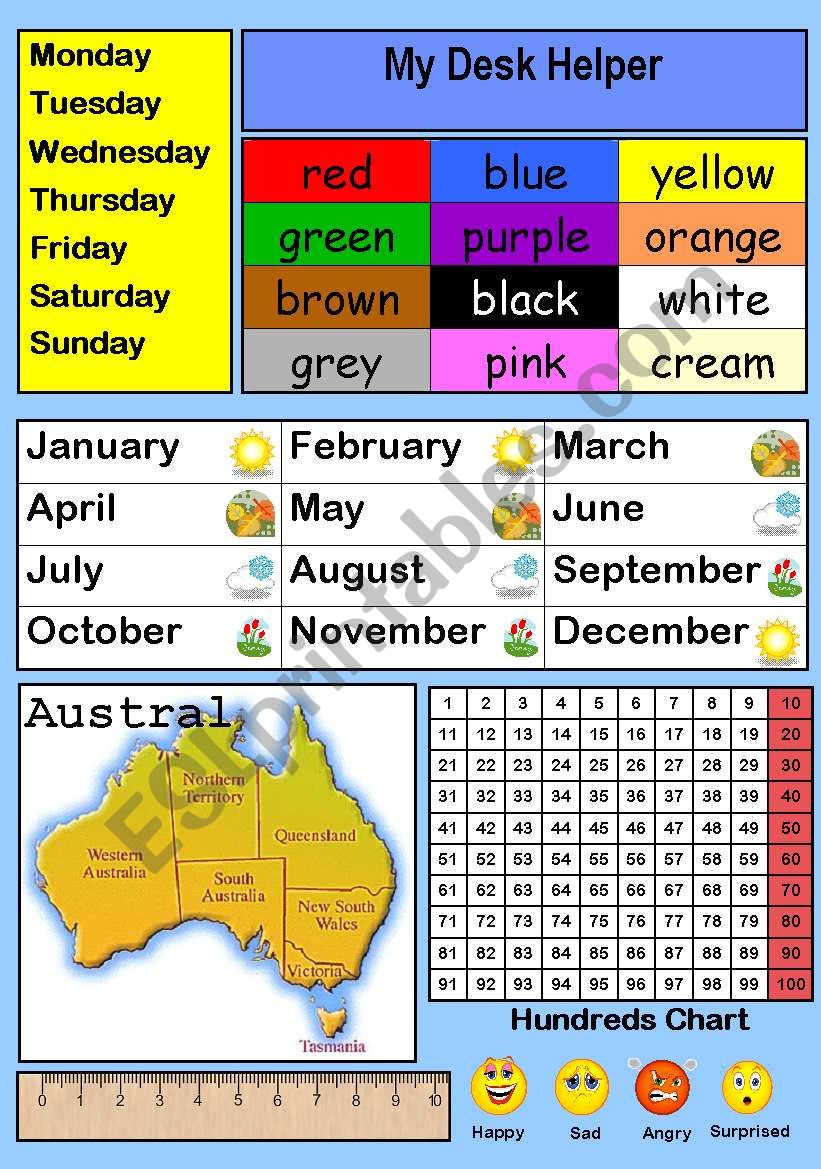 Desk Helper- Australian worksheet