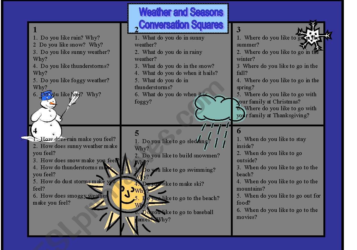 Conversation Squares-Weather and Seasons