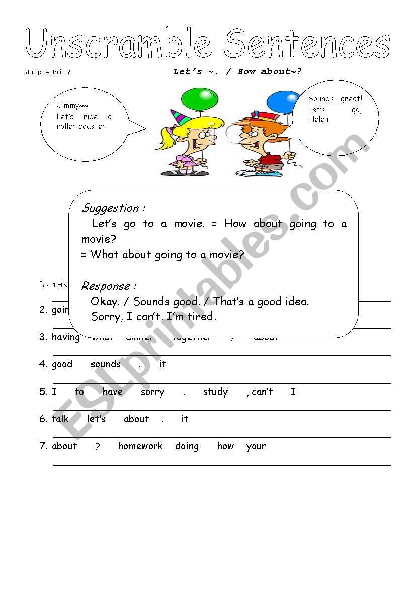 Lets ~/ How about ~?  worksheet