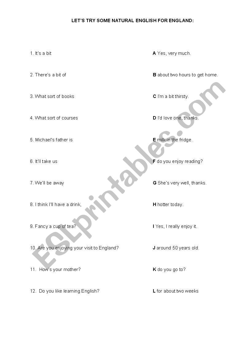 Using everyday English worksheet