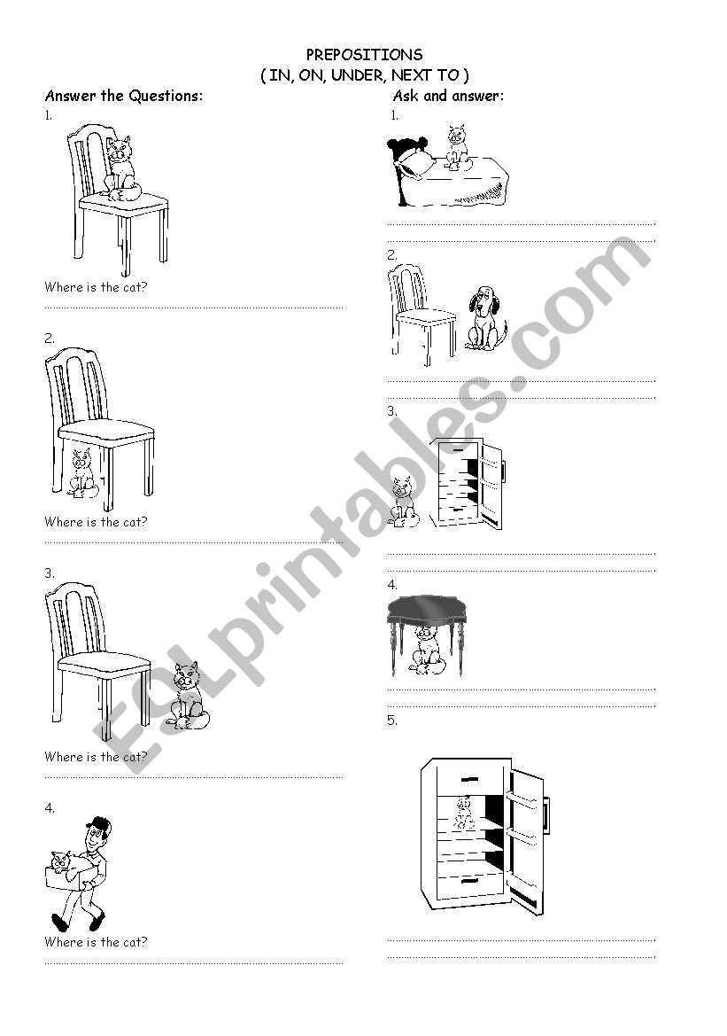 prepositions worksheet