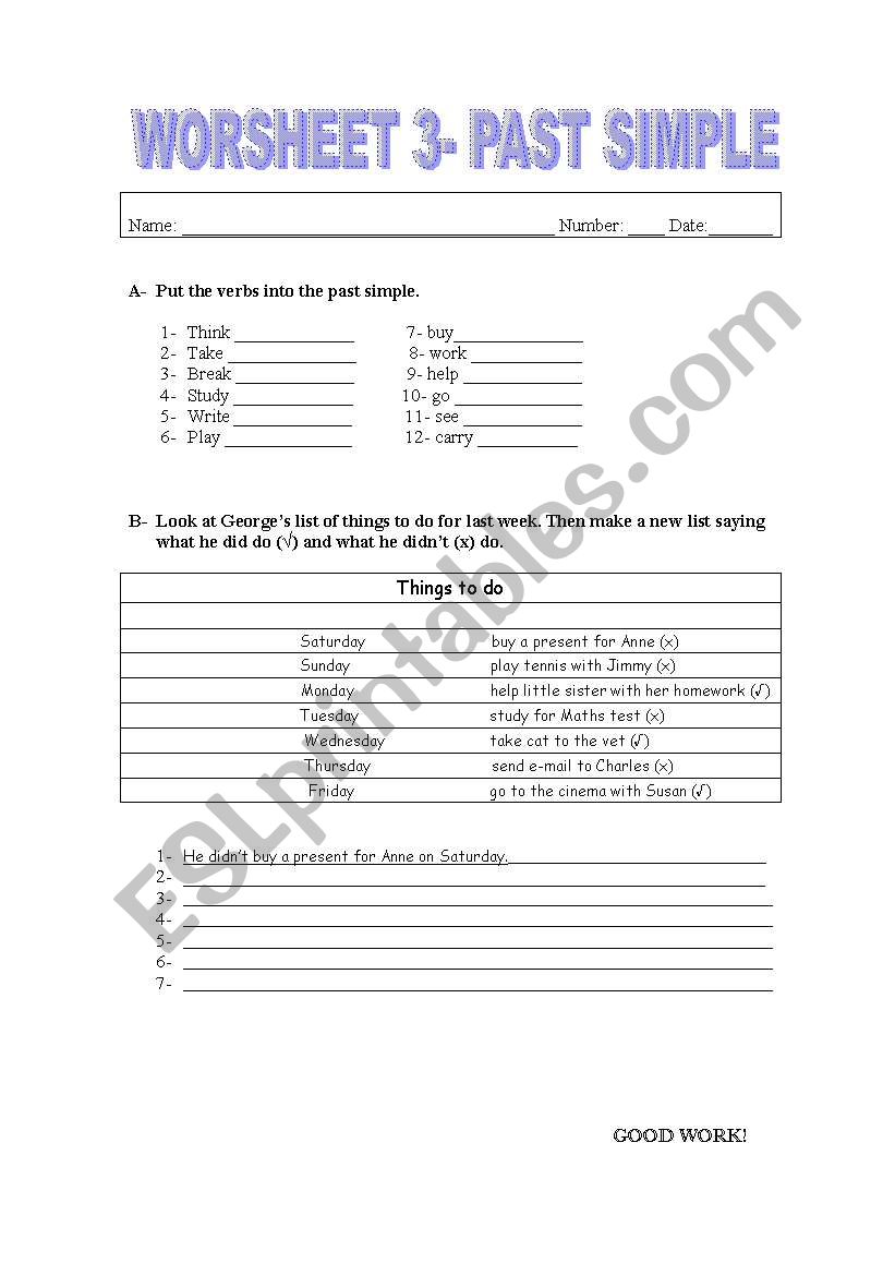 worksheet 3 -simple past worksheet