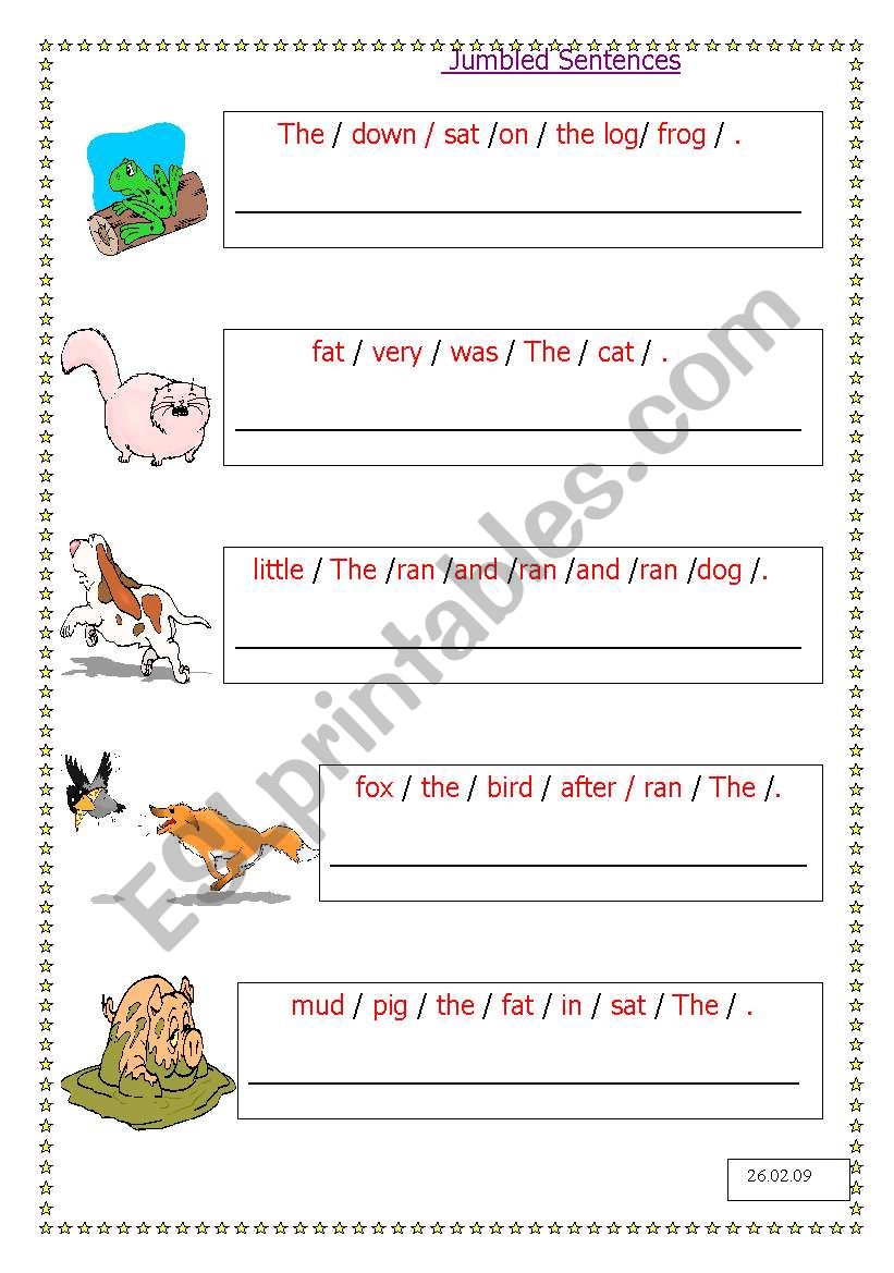 jumbled sentences worksheet