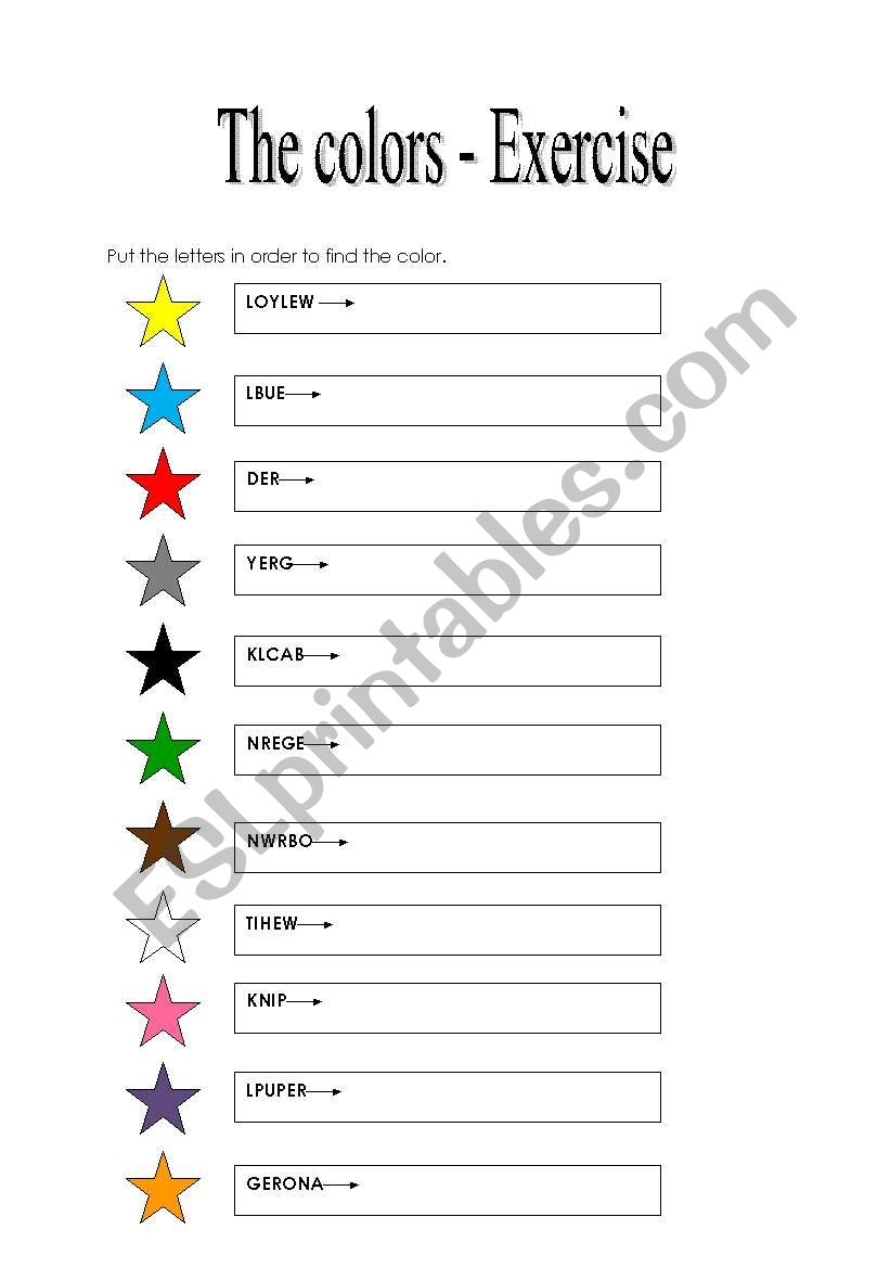 The colors - Exercise worksheet