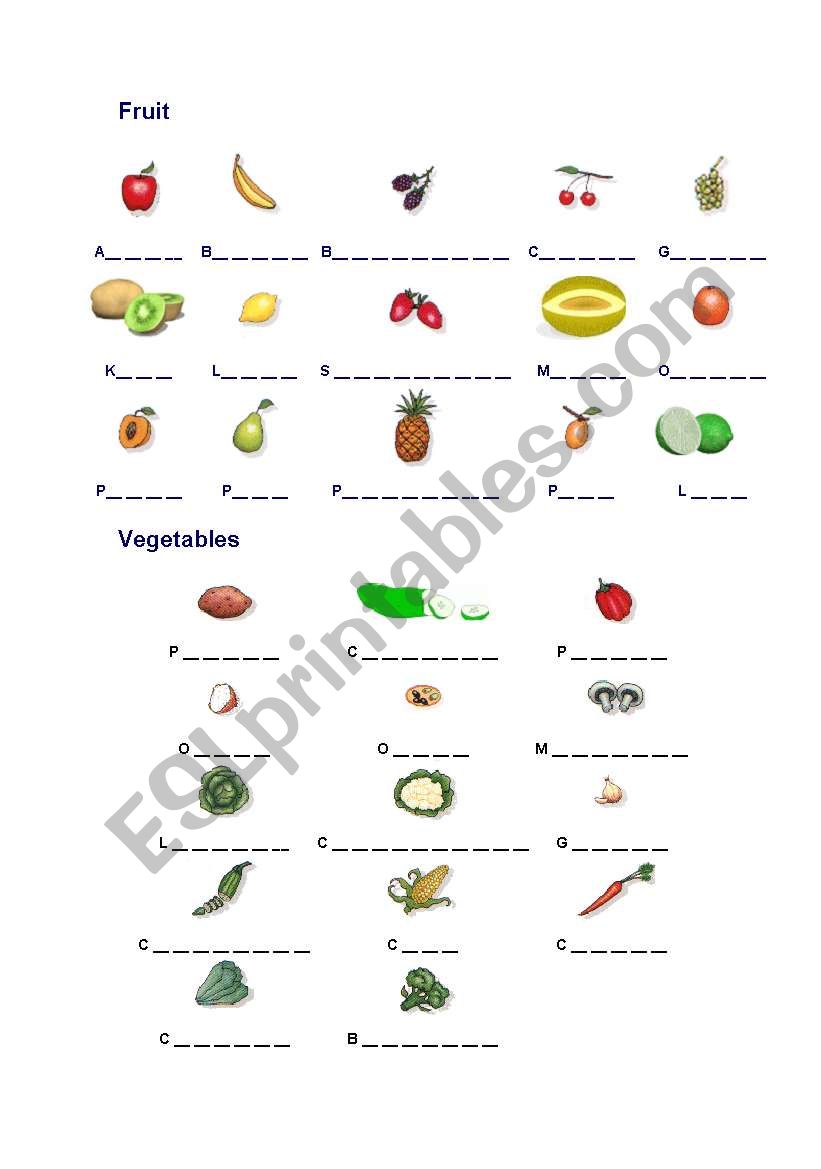 food worksheet