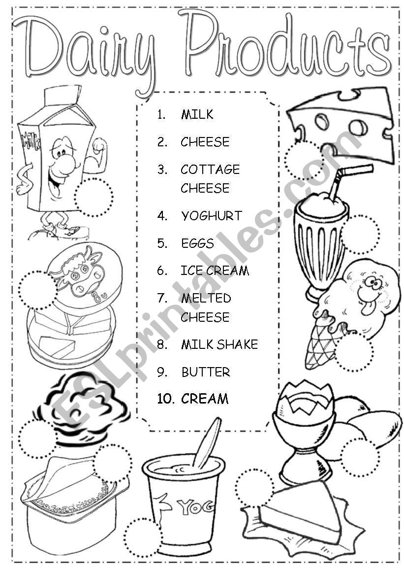 Dairy Pictionary worksheet