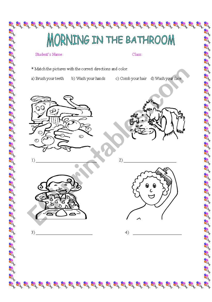 Morning in the bathroom worksheet