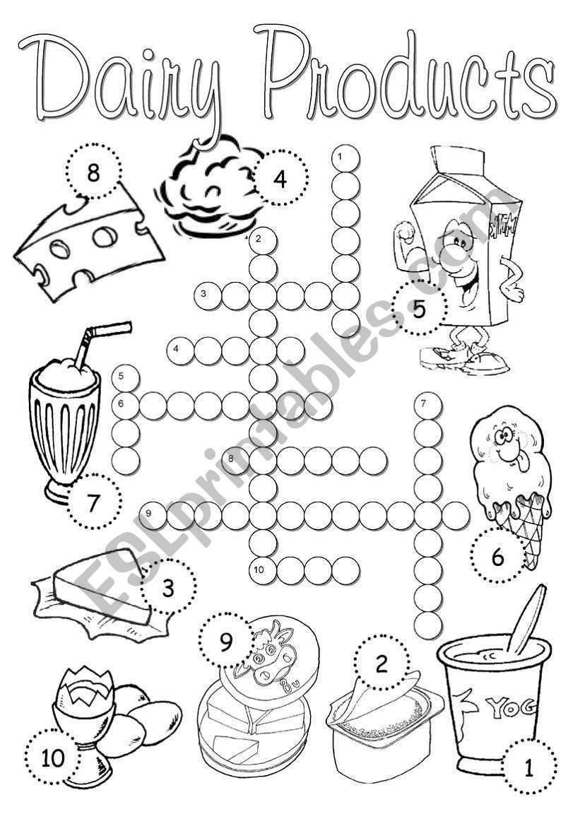 Dairy Products Crossword worksheet