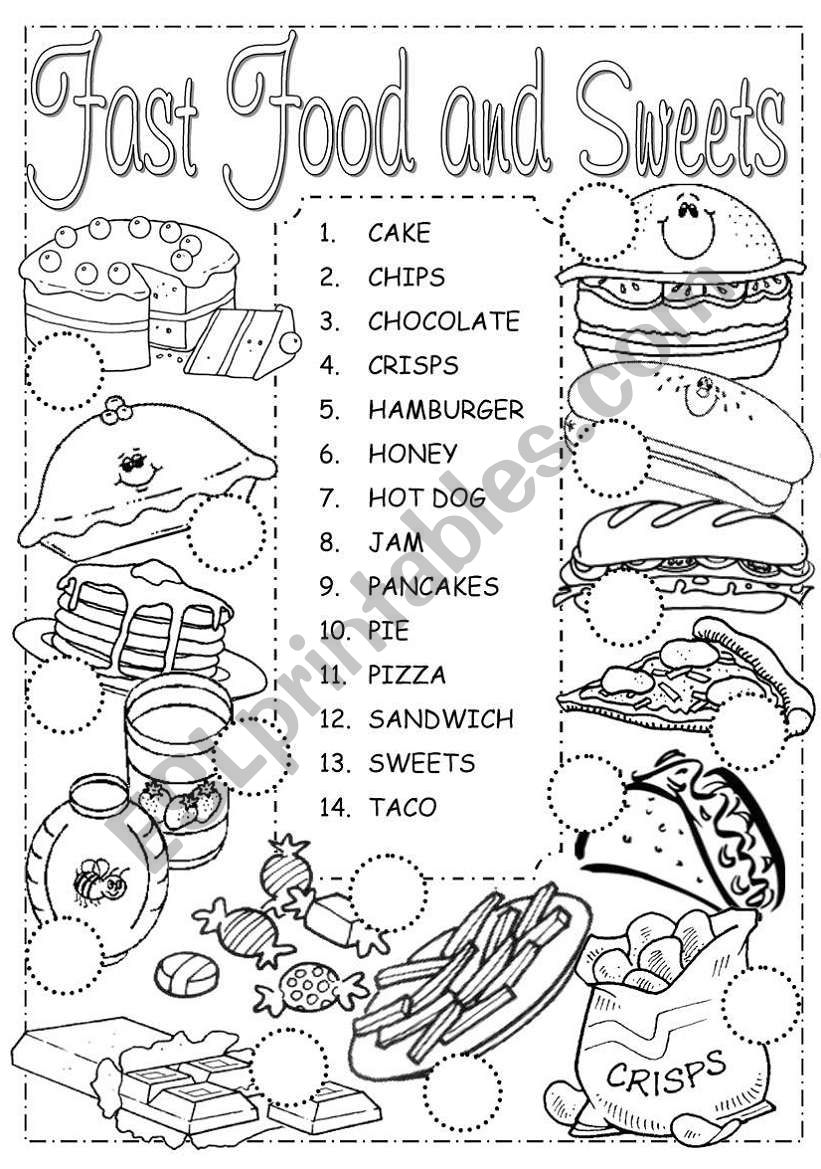 Fast Food and Sweets worksheet