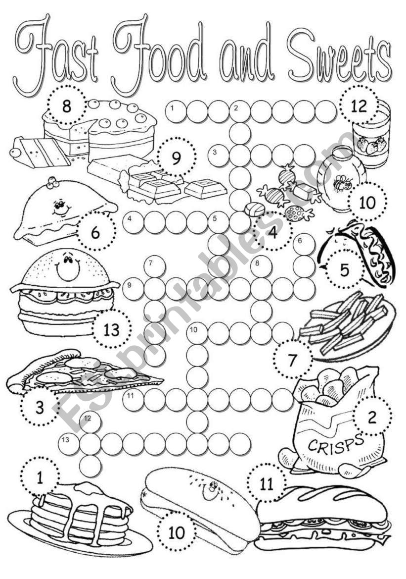 Fast Food and Sweets worksheet