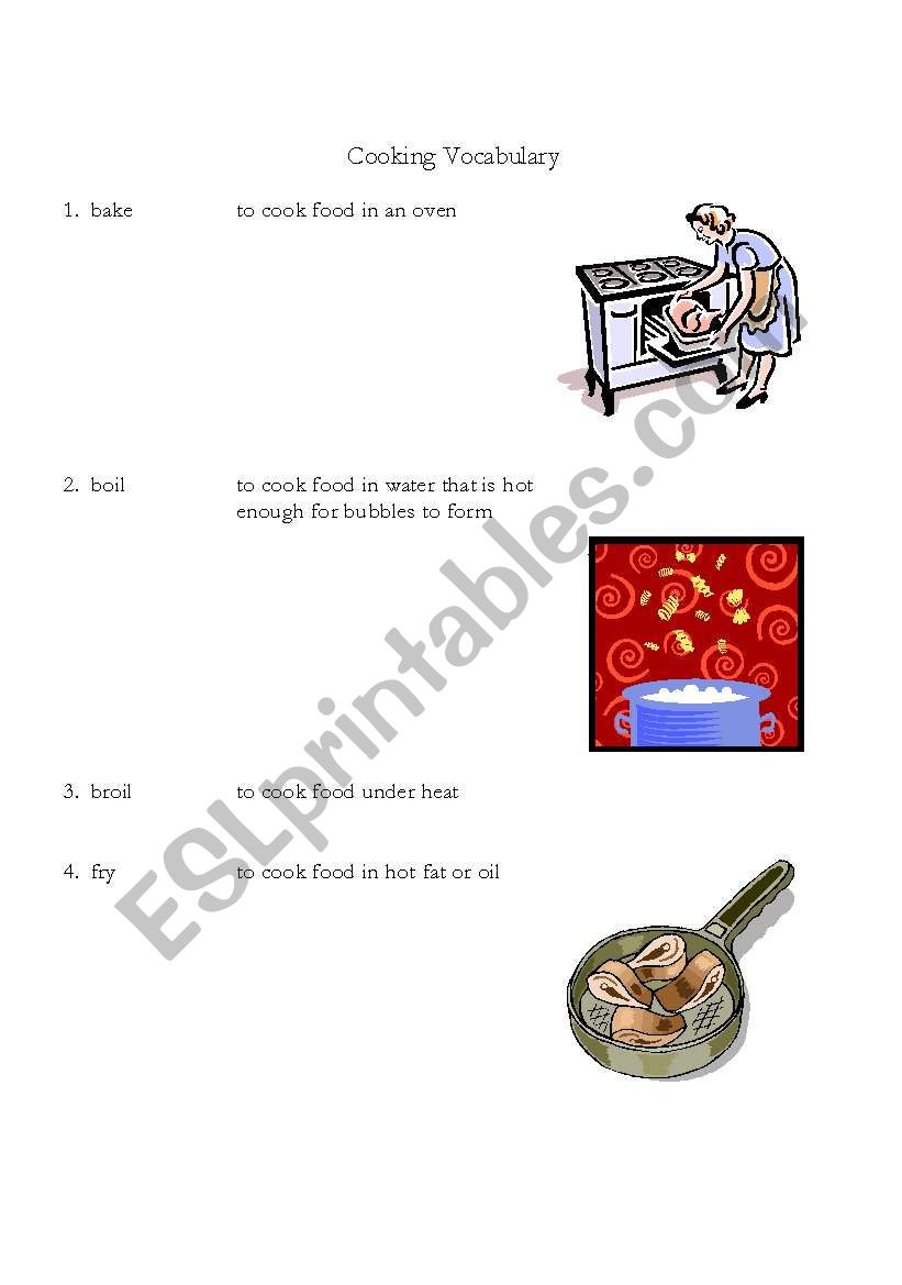 Cooking Vocabulary (Verbs) worksheet