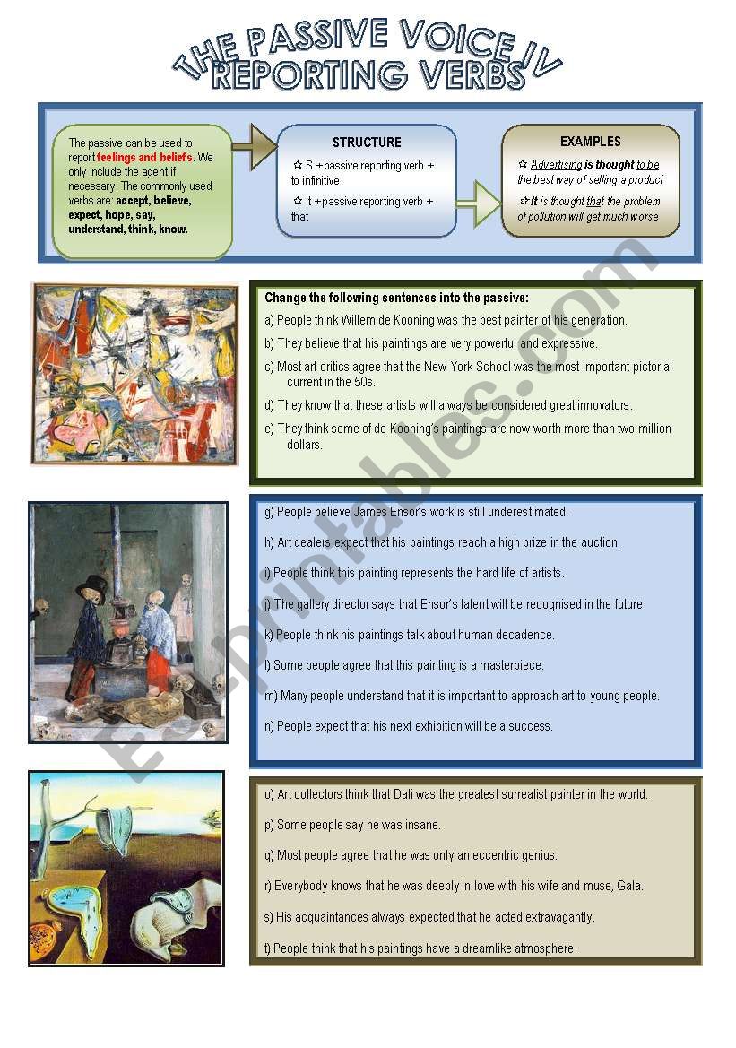 Passive with reporting verbs worksheet