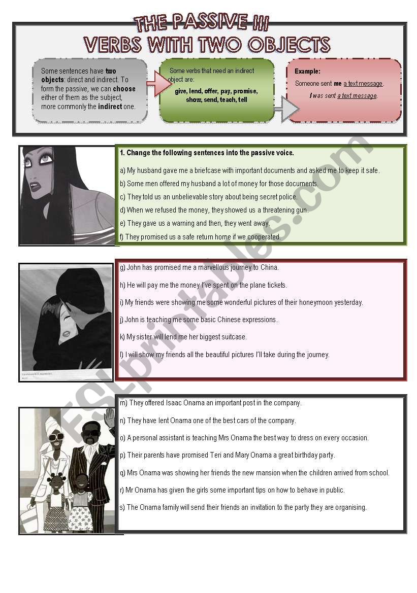 passive with two objects worksheet