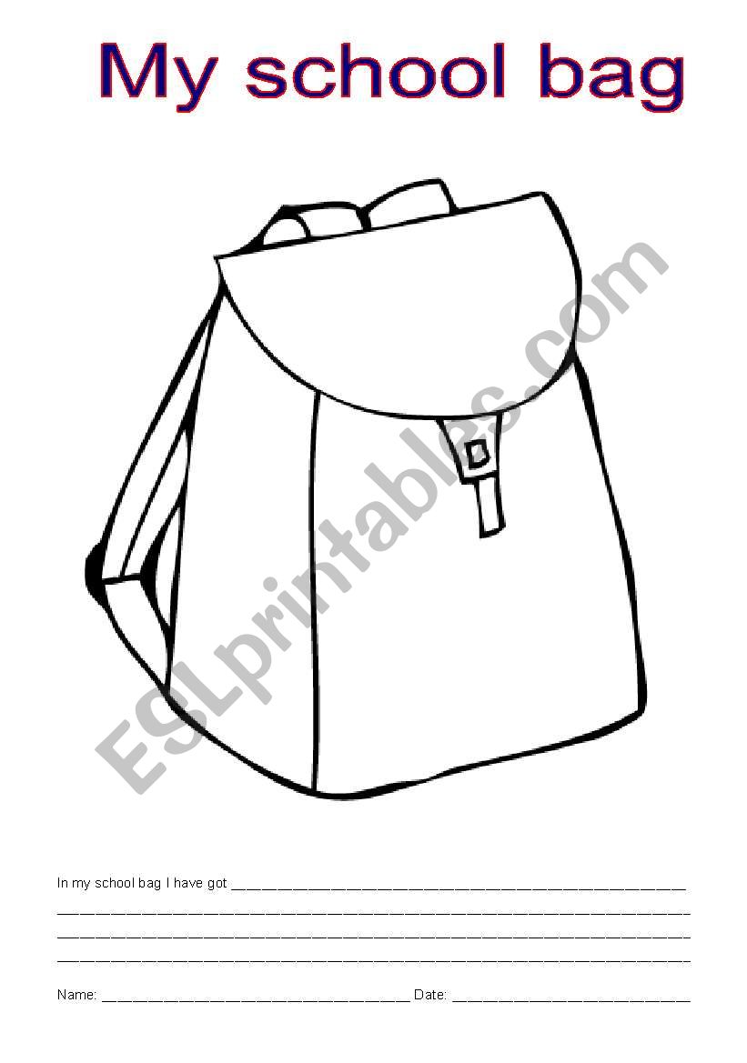 My school bag worksheet