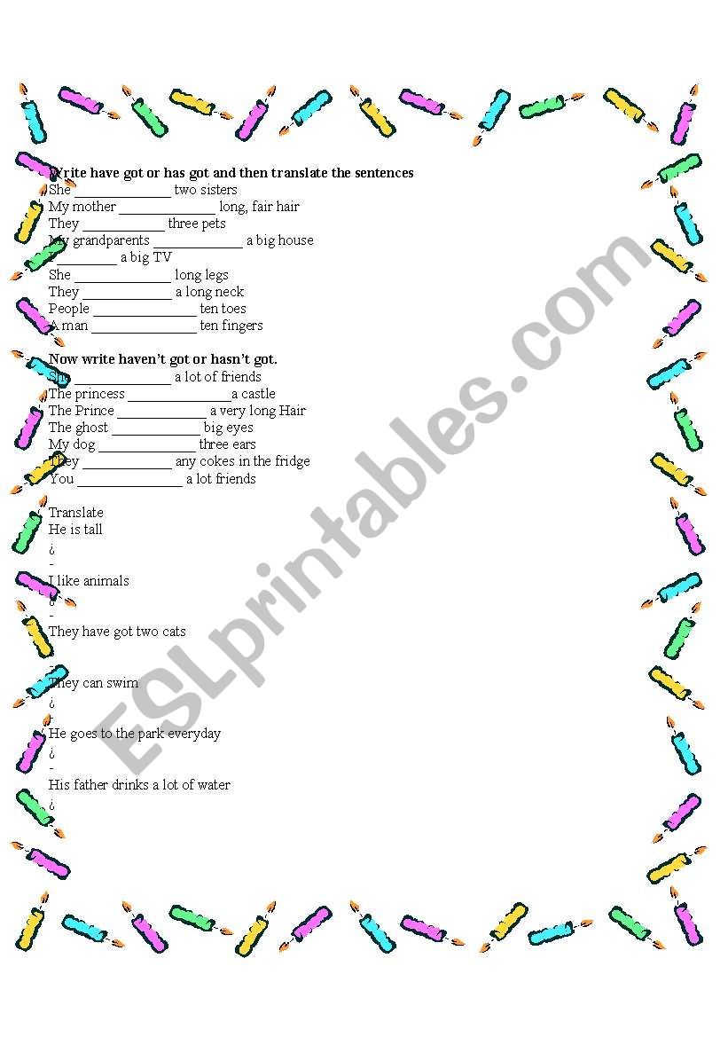 have got and present simple  worksheet