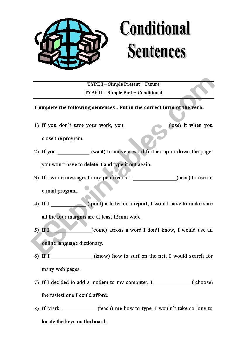 Conditional Sentences type 1 and 2