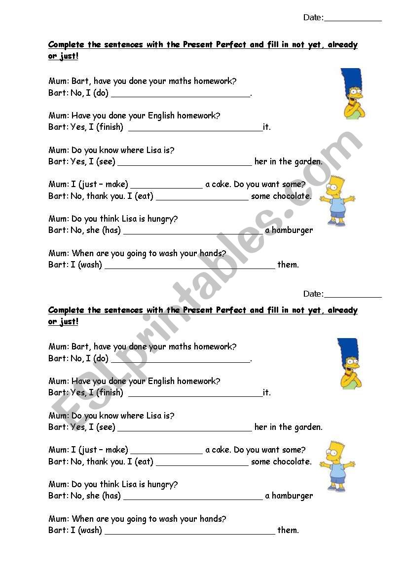 Present Perfect with already, just and not yet
