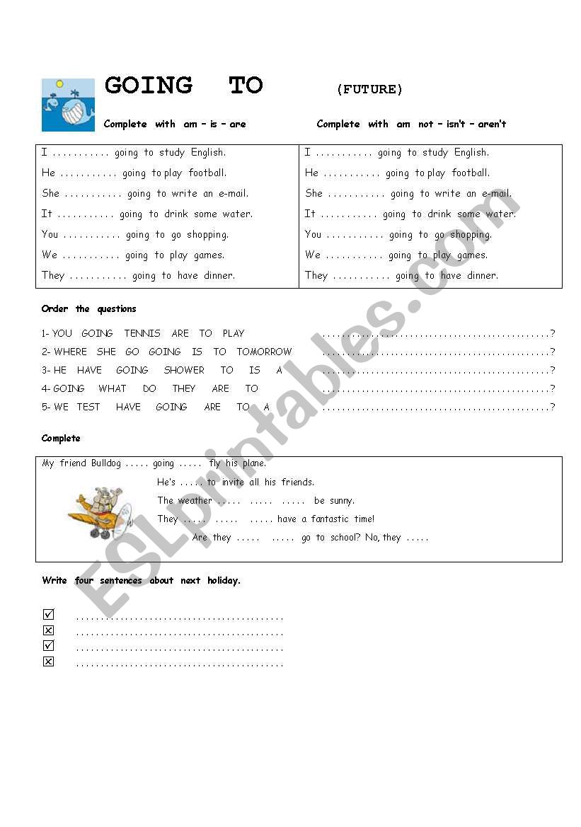 Future tense: going to worksheet