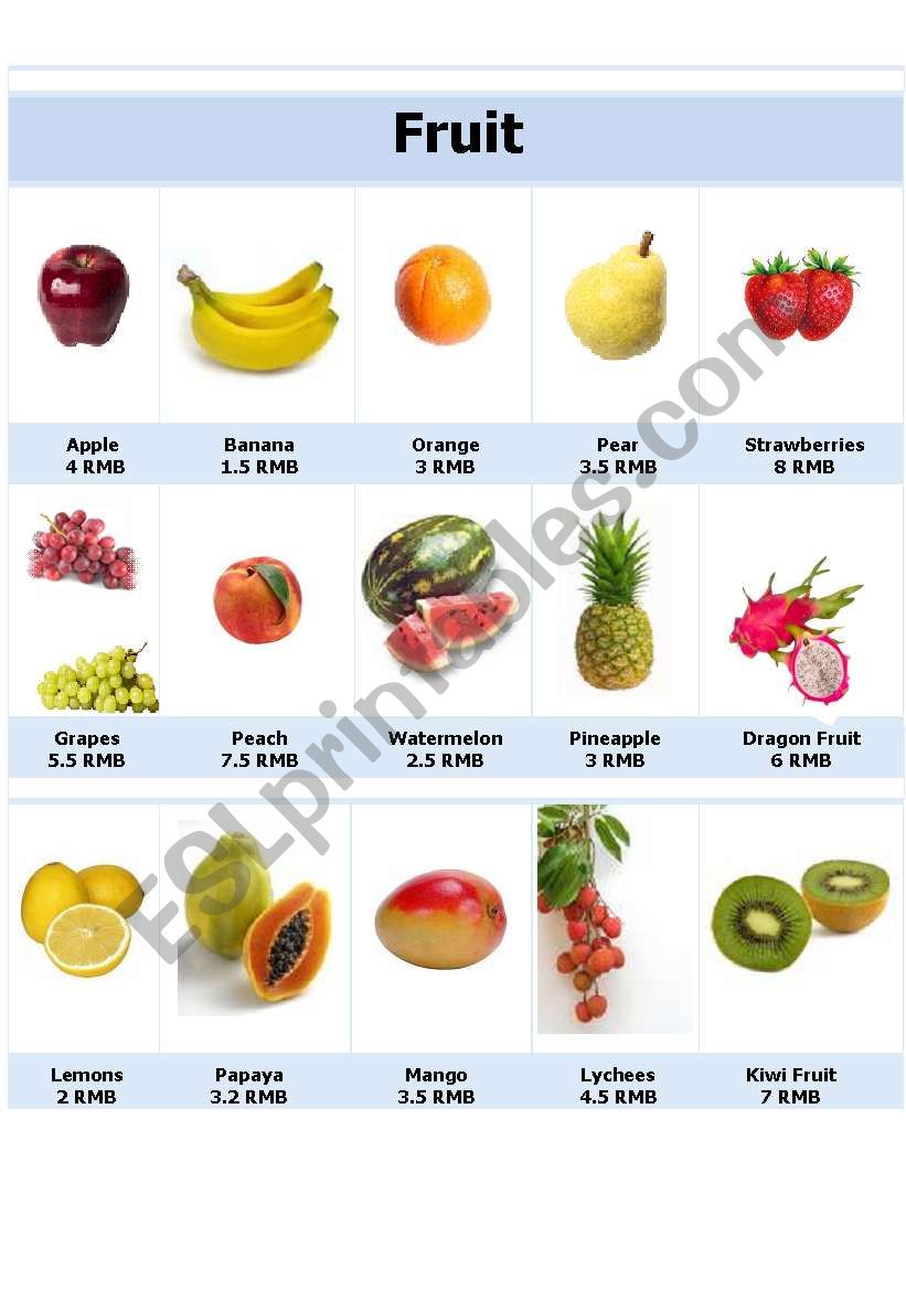 Fruit worksheet