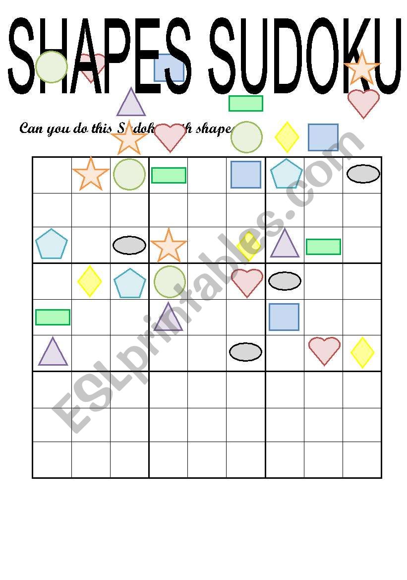 SHAPES SUDOKU (3 PAGES) worksheet