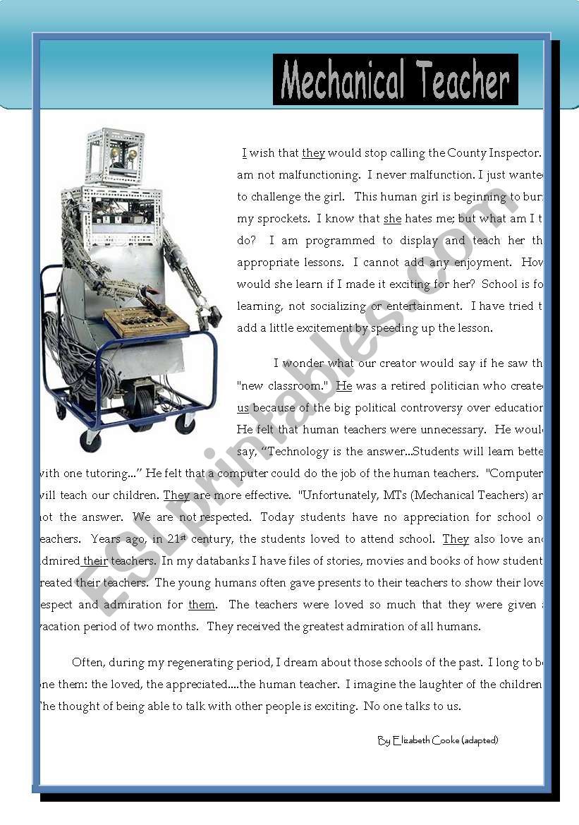 Mechanical teacher worksheet