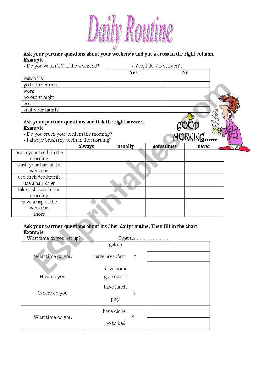 daily routine worksheet