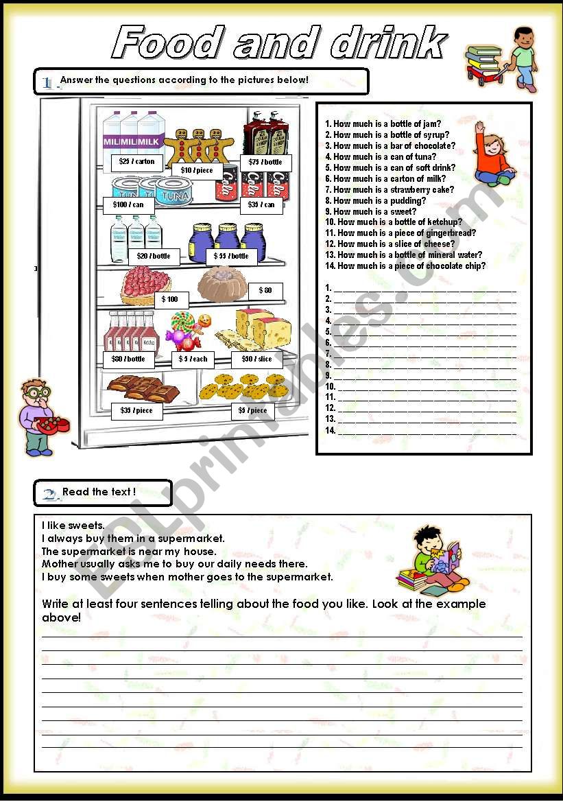 Food and drink part 2 worksheet